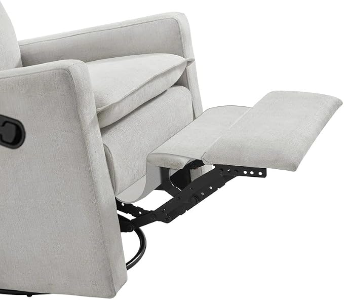 Oxford Baby Uptown Upholstered Glider Recliner Rocking Chair 360° Swivel for Nursery and Living Room - Sand, Green Guard Gold Certified