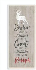 Santa Reindeer Names Holiday, 7 x 17 Inch Mounted Print on Wall Plaque