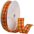Morex Ribbon Autumn Hayride Checkered Wired Fabric Ribbon, Orange, 1-1/2 in x 50-Yd by MorexRibbon