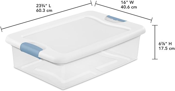 Sterilite Latching Box with Lids for Home and Office, 32 Quart, 24-Pack | Heavy-Duty and Stackable Plastic Containers with Latches for Closet, Cabinet, Bedroom, Bathroom and Dorm Room Organization