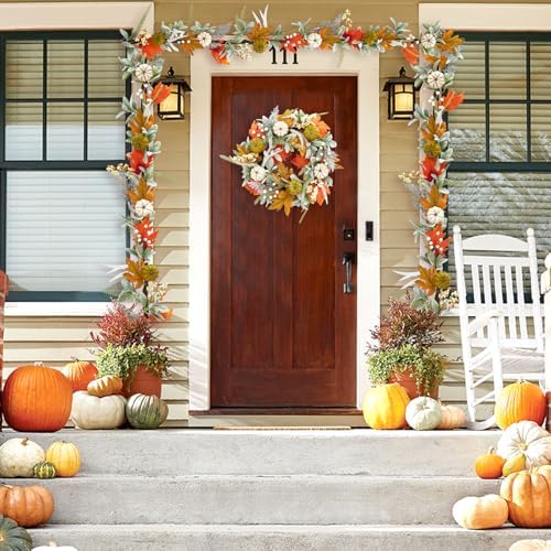 GarveeHome Fall Garland for Mantel, 6 ft Autumn Pumpkin Garland with Maple Leaves for Table Centerpiece Fall Thanksgiving Decorations Indoor Outdoor Fireplace Home Decor - Image 5