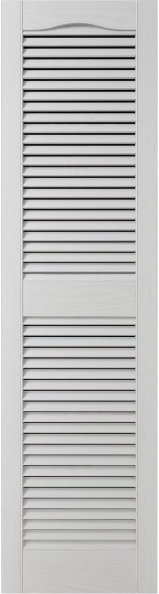 Ekena Millwork Lifetime Vinyl LL1S12X02500WH Standard Cathedral Top Center Mullion, Open Louver Vinyl Shutters, w/Installation Shutter-Lok's & Matching Screws (Per Pair), 12"W x 25"H, White