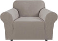 H.VERSAILTEX High Stretch Chair Cover 1-Piece Rich Jacquard Armchair Covers for Living Room Kids Spandex Fabric Sofa Cover for Dogs Stay in Place Machine Washable (Armchair 31"-40" Taupe)
