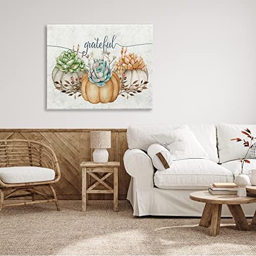 Boho Succulent Pumpkin Autumn, 36 x 48 Inch Canvas Wall Art - Image 3
