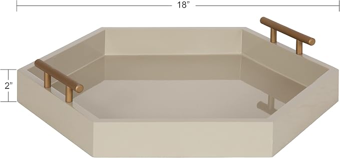 Kate and Laurel Lipton Modern Hexagon Tray; 18 x 18; Sand; Midcentury Decorative Serving Tray for Storage and Display