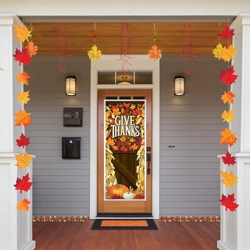 Beistle Give Thanks Door Cover – 2 Pack, All-Weather Thanksgiving Door Decorations with Pumpkins & Autumn Leaves, Rustic Fall Harvest Porch Décor for Home, Seasonal Parties & Holiday Events, 6’ x 30” - Image 5