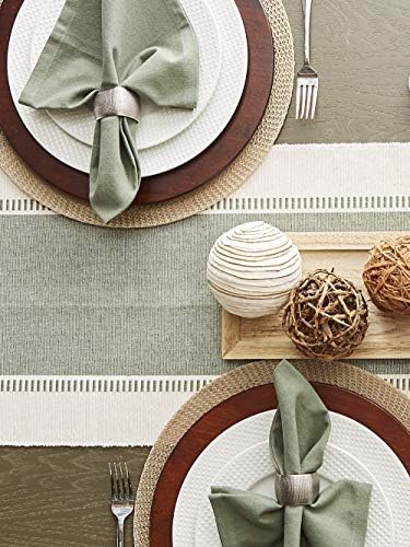 DII Dobby Stripe Table Runner, 13x72 Artichoke & Cream Background - Image 5