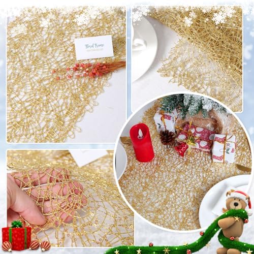 B-COOL 6 Packs Gold Sequin Table Runner Spider Cobweb Mesh Table Runners 12x108inch Runner for Christmas Birthday Wedding Banquet Thanksgiving Party Decoration - Image 2