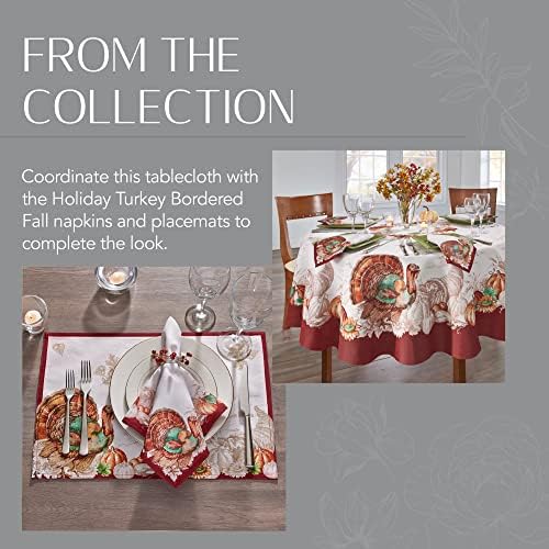 Holiday Turkey Bordered Fall Tablecloth, Multicolor - 60" W x 144" L