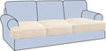 H.VERSAILTEX Stretch 3 Piece T Cushion Sofa Slipcovers Individually Sofa Covers for 3 Cushion Couch Sofa Seat Covers with Elastic Bands Featuring Thicker Jacquard Fabric, Cream