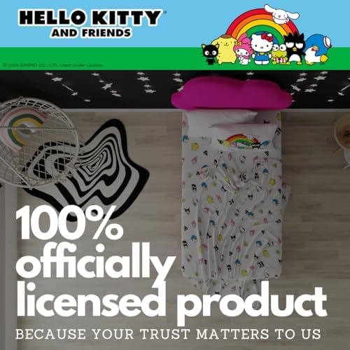 Hello Kitty & Friends Bedding Super Soft Cozy Cotton 3 Piece Twin Sheet Set, (Officially Licensed Product) By Franco