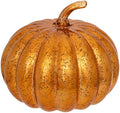 Boston International Handblown Glass Pumpkin with LED Light Thanksgiving Halloween Decorations for Home, Medium, Orange Starry by BostonInternational