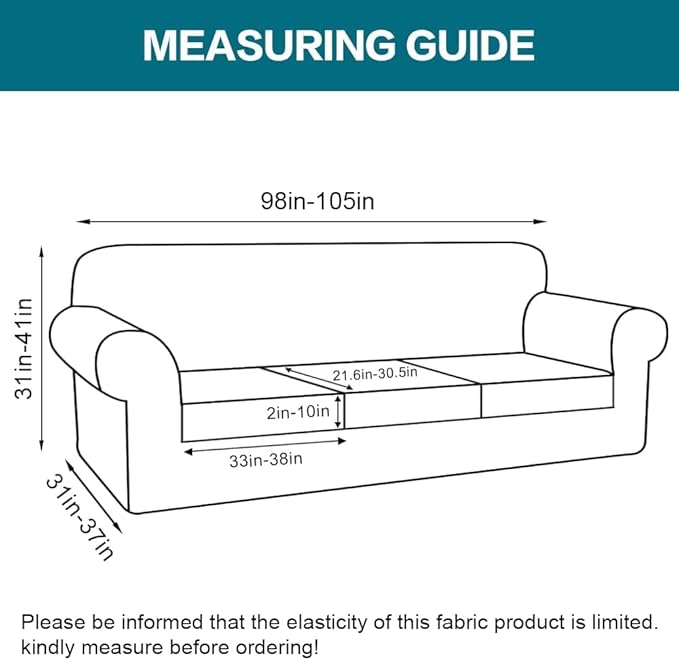 Turquoize 4 Piece Sofa Covers for 3 Cushion Couch Sofa Slipcover Soft Couch Cover for Dogs-Washable Sofa Furniture Covers with 3 Individual Large Cushion Covers, Feature Fabric (XL Sofa, Storm Blue)