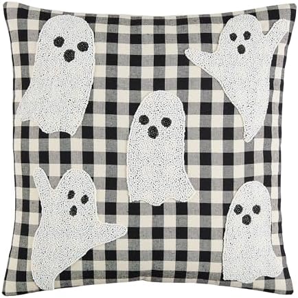 Mud Pie Ghost Halloween Pillow, 18" x 18"