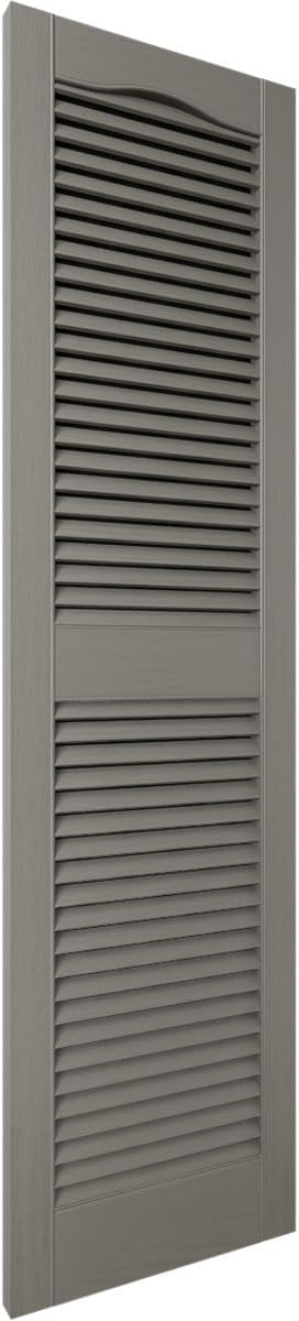 Ekena Millwork Lifetime Vinyl LL1S14X03600TG Standard Cathedral Top Center Mullion, Open Louver Vinyl Shutters, w/Installation Shutter-Lok's & Matching Screws (Per Pair), 14 1/2"W x 36"H, Tuxedo Grey