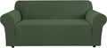 H.VERSAILTEX Stretch Cover for Couch Soft Furniture Covers Slip Covers for 3 Cushion Couch Sofa Feature Thick Checked Jacquard Fabric with Elastic Bottom, Sofa Large - Bronze Green