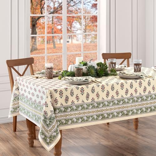 Nomad Harvest Block Print Rectangle Tablecloth, Multicolor - 60" W x 102" L - Image 2