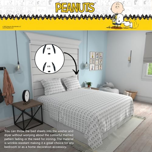 Peanuts Snoopy Bedding Super Soft Cozy Microfiber 4 Piece King Sheet Set, (Officially Licensed Product) By Franco
