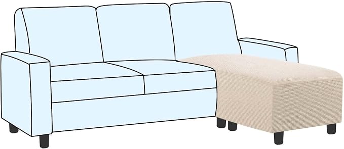 H.VERSAILTEX Ottoman and Sofa Seat Cushion Combined Cover Slipcover Rectangle Sofa Slipcover Fit Length 56'-75' Suitable for L Shaped Seat Cushion Cover or Chaise Part Cover Stretch Thick - Natural