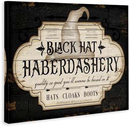 Stupell Industries Black Hat Haberdashery Halloween Sign Spooky Heirloom Quality