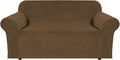 H.VERSAILTEX Stretch Velvet Loveseat Covers for 2 Cushion Couch Covers for Living Room Sofa Covers Slipcovers with Non Slip Straps Bottom, Ultra Thick Comfy Velour (Width 58"-72", Bronze Brown)