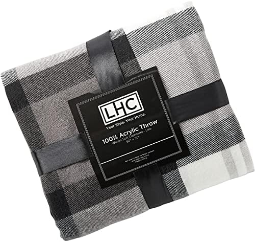 Lavish Home Oversized Throw Blanket for Couch, Gray/White Plaid, 60” x 70” - Image 7