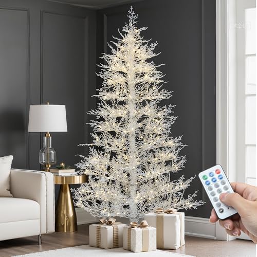 YITAHOME 7.5ft Prelit Birch Tree White Aspen Fir Christmas Tree with Remote by YITAHOME