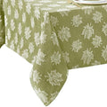 Falling Leaves Jacquard Tablecloth, Green - 60" W x 84" L by ElreneHomeFashions