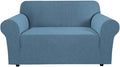 H.VERSAILTEX Stretch Sofa Covers Couch Covers for 2 Cushion Couch Sofa Pet Friendly with Elastic Bottom, Textured Checked Jacquard Fabric(Loveseat 58"-70" Wide, Dusty Blue)