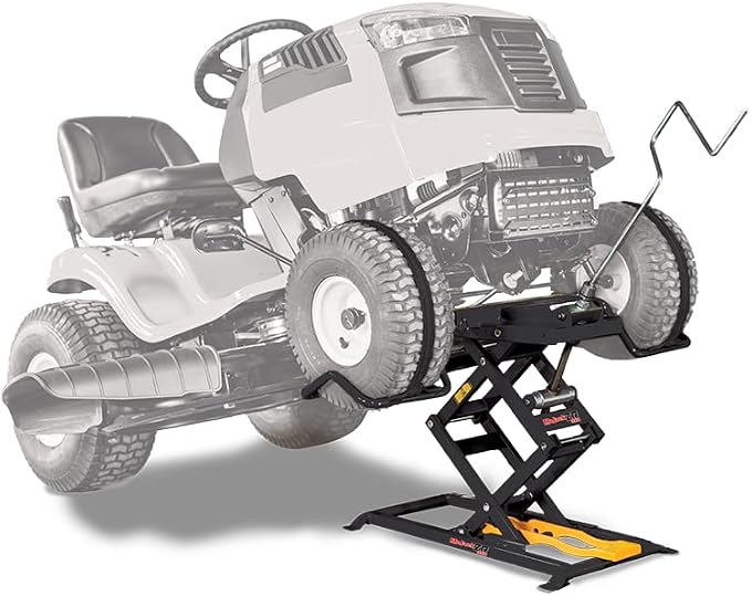 MoJack ZR350 45005 Riding Lawn Mower Lift Jack, 350lb, Zero Turn & Tractor | Fits 19-43.5in Wheel Span - Raises Front 20in - Hand Crank or Drill - Folds Flat, 50 lbs - Blade & Belt Service