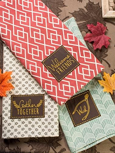 DII Thanksgiving Fall Kitchen Towels Collection Decorative Embellished Dish Towel Set, 18x28, Rustic Fall, 3 Count - Image 5