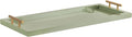 Kate and Laurel Halsey Rectangle Decorative Narrow Tray with Gold Metal Handles; 24 x 10; Green and Gold; Modern Glam Slim Serving Tray with Handles for Living Room Decor