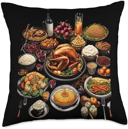 Happy Thanksgiving Thankful Family Holiday Food Turkey Family Dinner Thanksgiving Day Throw Pillow, 18x18, Multicolor by Unknown