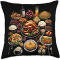 Happy Thanksgiving Thankful Family Holiday Food Turkey Family Dinner Thanksgiving Day Throw Pillow, 18x18, Multicolor by Unknown