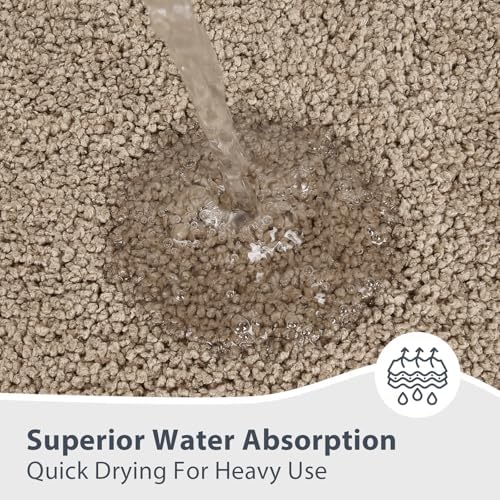 anllugs Bathroom Rugs, 24" x 36" Soft Bath Rugs, Taupe & Dark Brown