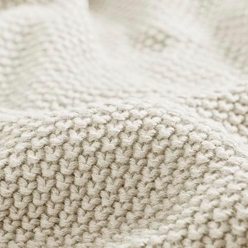 INK+IVY Bree Knit All Season Blanket Lightweight for Summer, Twin, Ivory | Ultra Soft, Acrylic, Breathable Fabric for Bed or Couch, OEKO-TEX Certified