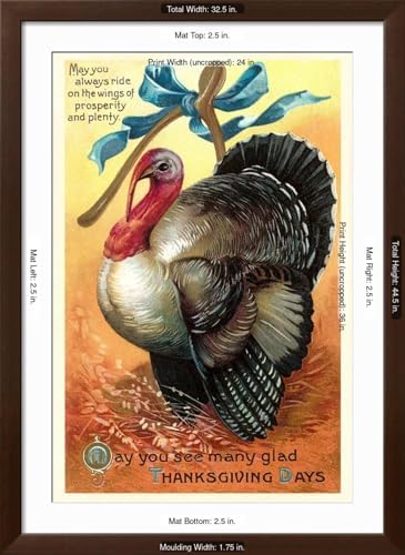 Art.com Wall Art Print Turkey and Wishbone on Brown Frame, 32" x 44" - Image 5