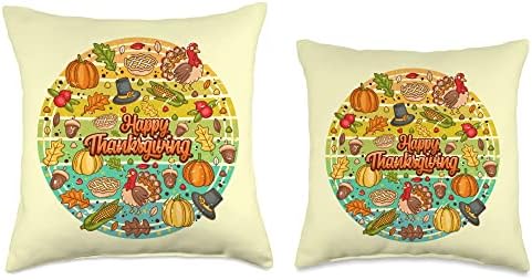 Thankful Pumpkin Pie Turkey Fall Autumn Happy Thanksgiving Throw Pillow - Image 3