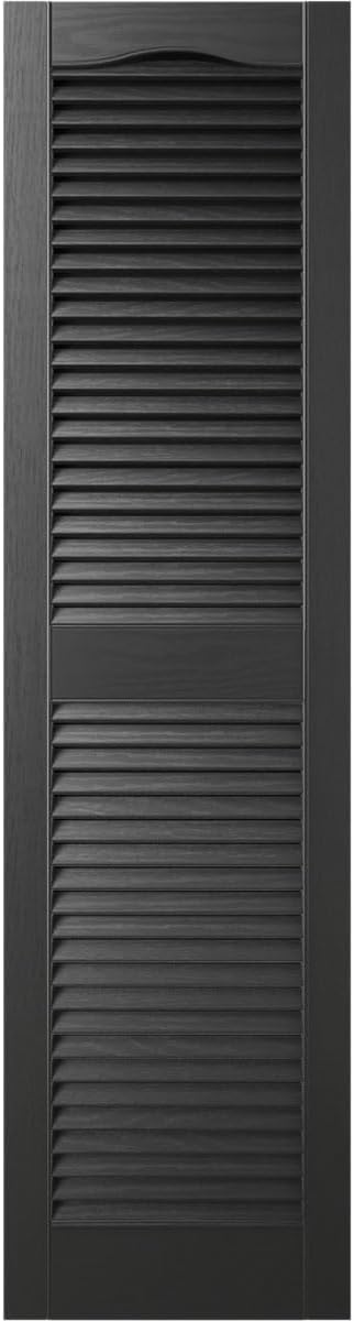Ekena Millwork Lifetime Vinyl LL1S14X03600BL Standard Cathedral Top Center Mullion, Open Louver Vinyl Shutters, w/Installation Shutter-Lok's & Matching Screws (Per Pair), 14 1/2"W x 36"H, Black