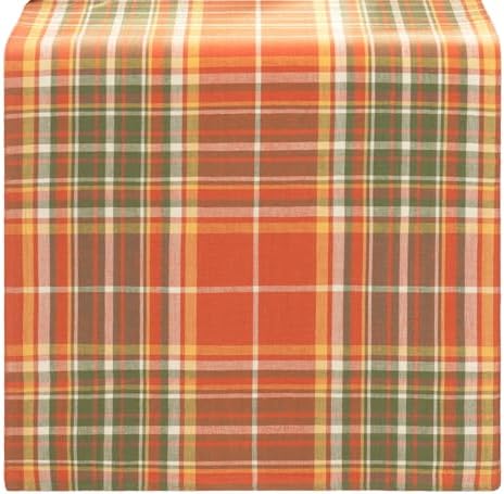 Hawley Plaid Harvest Cotton Table Runner, Multicolor - 13" W x 90" L by ElreneHomeFashions