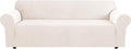 H.VERSAILTEX Stretch Sofa Covers for 3 Cushion Couch Covers Sofa Slipcovers for Living Room Feature Thick Checked Jacquard Fabric with Elastic Bottom, Sofa X-Large - Ivory
