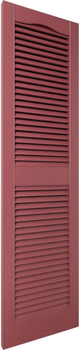 Ekena Millwork Lifetime Vinyl LL1S12X06700WN Standard Cathedral Top Center Mullion, Open Louver Vinyl Shutters, w/Installation Shutter-Lok's & Matching Screws (Per Pair), 12"W x 67"H, Wineberry