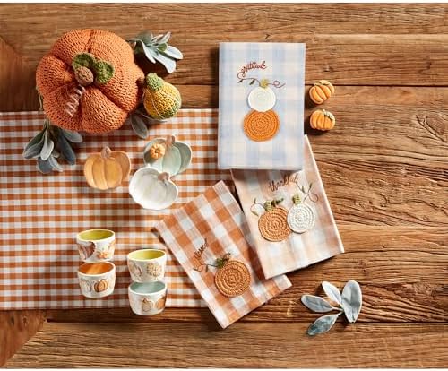 Mud Pie Crochet Pumpkin Towel, Blessed, 21" x 14" - Image 2
