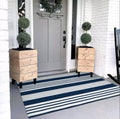 OJIA Blue & White Outdoor Rug 3'x5' Front Porch Rug Outdoor Mat Patio Decor | Cotton Woven Striped Patio Rug Machine Washable Indoor Outdoor Rugs Entry Layered Door Mats for Entryway/Front Door Entrance