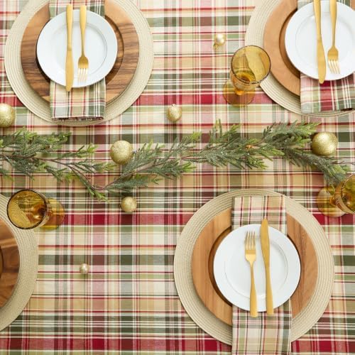DII Give Thanks Plaid Fall Table Decor, Autumn & Thanksgiving Tabletop Linens, 60x104 Rectangle Tablecloth - Image 3