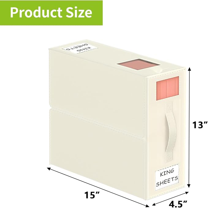 Aokeyee Bed Sheet Organizers and Storage - 6 Pack (Queen or King Size),Foldable Storage Box for Duvet Cover Set, Linen Closet Organizer for Bedding Clothes Blankets, Ivory