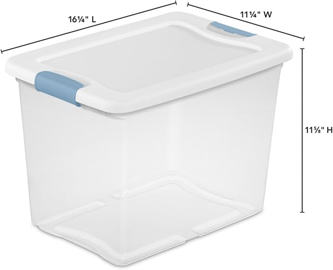 Sterilite Latching Box with Lids for Home and Office, 25 Quart, 24-Pack | Heavy-Duty and Stackable Plastic Containers with Latches for Closet, Cabinet, Bedroom, Bathroom and Dorm Room Organization