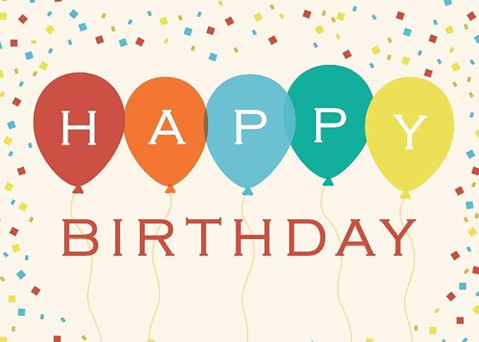 CEO Cards - Birthday Greeting Cards (Party Balloons), 5x7 Inches, 25 Cards & 26 White Envelopes (B1705)