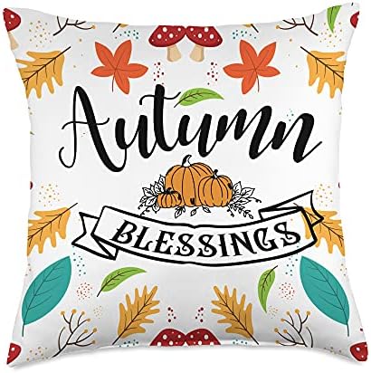 Autumn Blessings Thanksgiving Vibes Pumpkin Spice Fall Lover Throw Pillow by Unknown