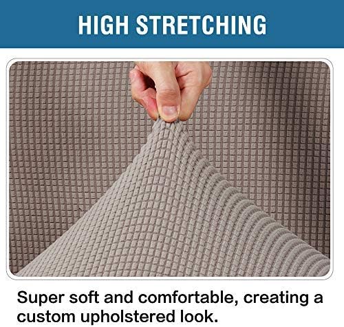 H.VERSAILTEX Ottoman Cover Slipcover Rectangle Fit Length 29"-34" Footrest Sofa Slipcovers Stool Cover Footstool Protector Covers Feature Stretch Thick Soft Jacquard Fabric Removable Washable - Taupe